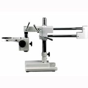 AMSCOPE White Double Arm Boom Stand for Stereo Microscopes - Steel Arms, Tube Mount, 76mm Focus Block DAW